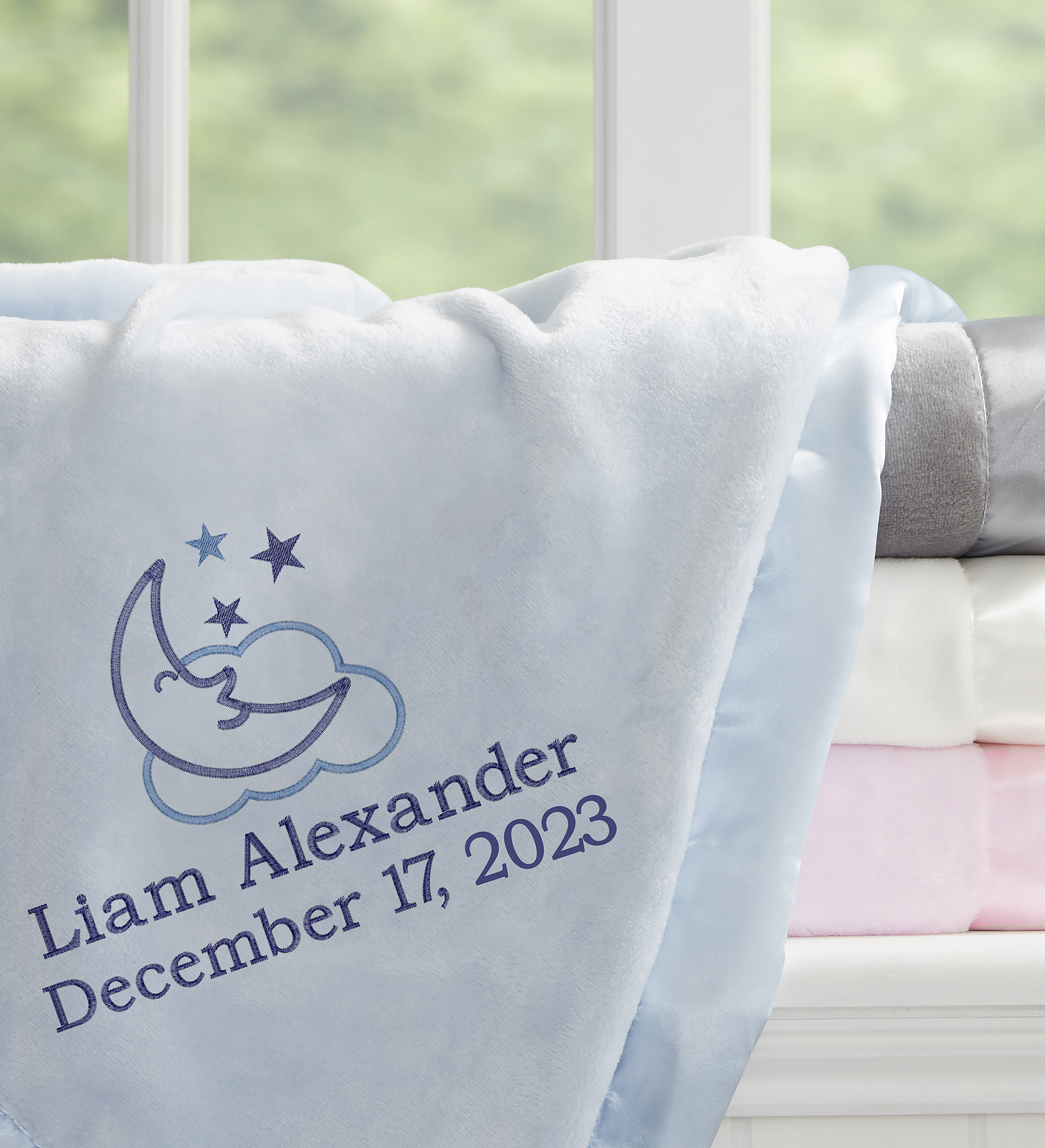 Moon & Stars Personalized Boy Baby Blanket